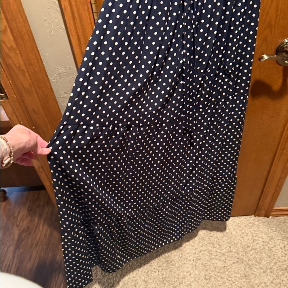 Navy Blue Polka Dot Dress - Picture 6 of 10
